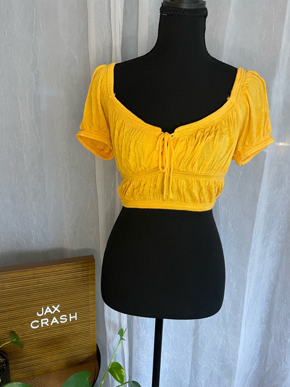 Urban Outfitters Bright Yellow Tie-Front Cropped Top